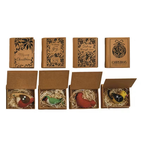 BIRD ORNAMENT IN BOOK BOX