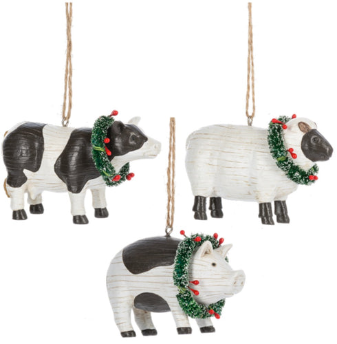 FOLK ART FARM ANIMAL ORNAMENT