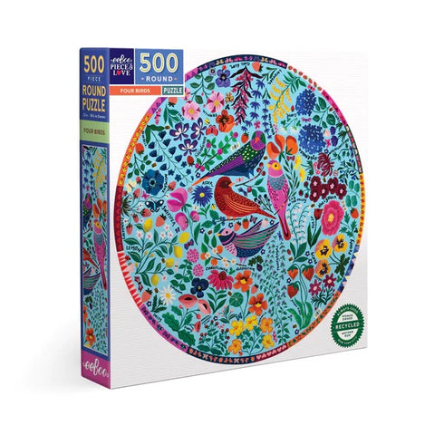 EEBOO FOUR BIRDS 500 PIECE ROUND JIGSAW PUZZLE