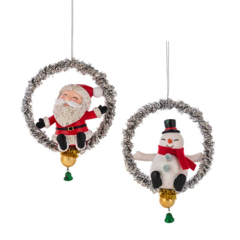 SANTA SNOWMAN WREATH ORNAMENT - (1 ITEM – RANDOM COLOR)