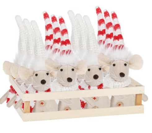 WINTER MICE PLUSH ORNAMENT - (1 ITEM – RANDOM COLOR)