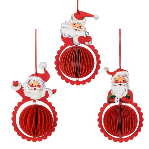 SANTA HONEYCOMB BALL ORNAMENT - (1 ITEM – RANDOM COLOR)