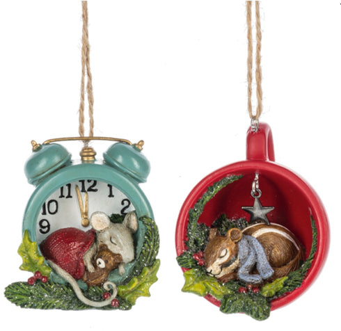 FOREST MOUSE CUP CLOCK ORNAMENT - (1 ITEM – RANDOM COLOR)