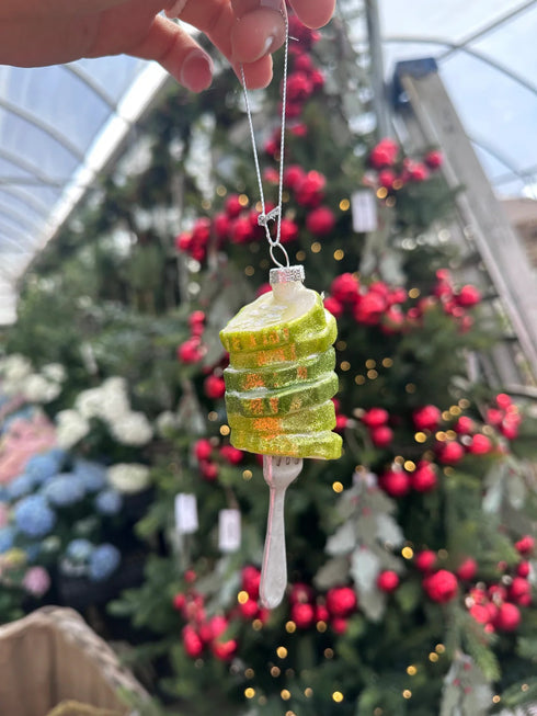 PICKLES ON FORK GLASS ORNAMENT