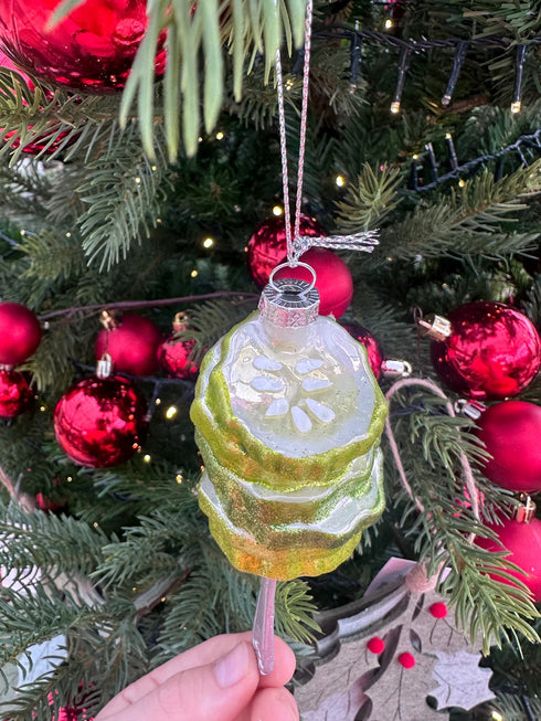 PICKLES ON FORK GLASS ORNAMENT