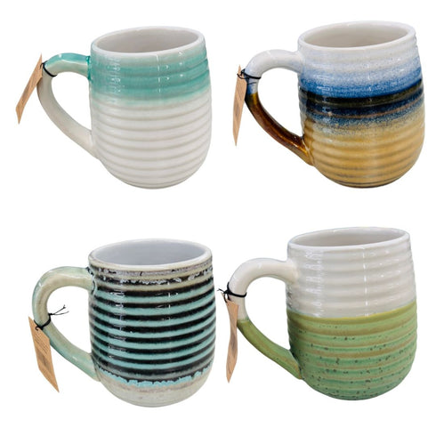 RIBBED STONEWARE MUG 16OZ