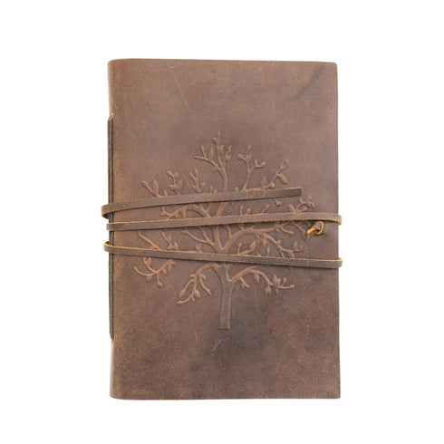 LEATHER JOURNAL EMBOSSED TREE