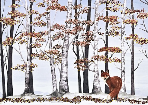 XMAS CARDS FOX BIRCHES