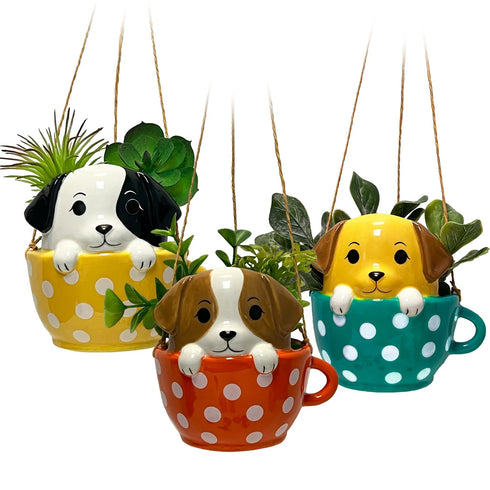 PUPS IN CUPS HANGING PLANTER