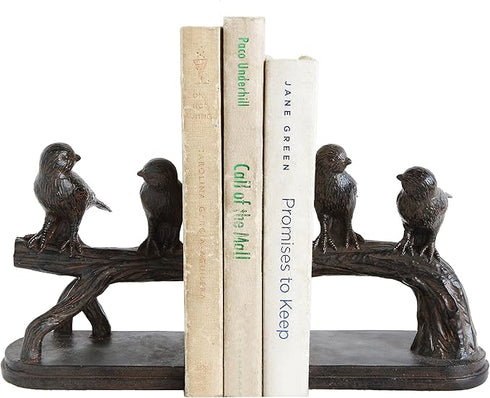 Creative Co-Op Resin Birds on a Branch Shaped Bookends (Set of 2 Pieces)