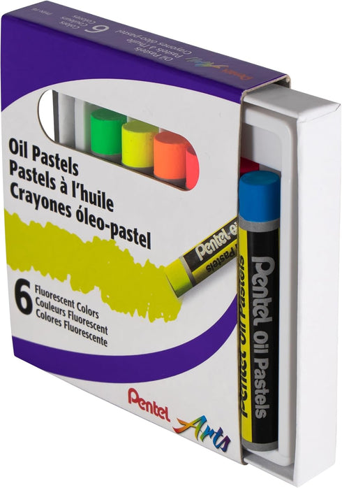 PENTEL ARTS FLUORESCENT OIL PASTELS - 6 COLORS