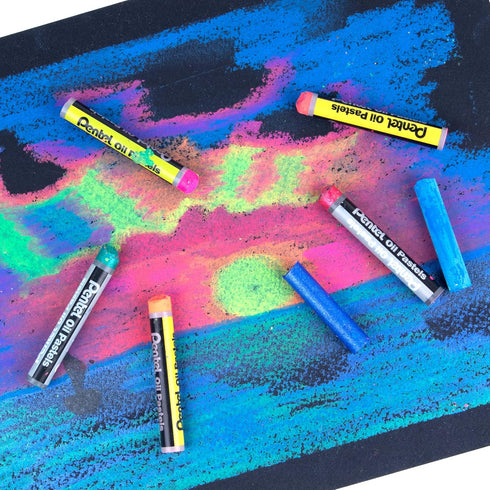 PENTEL ARTS FLUORESCENT OIL PASTELS - 6 COLORS