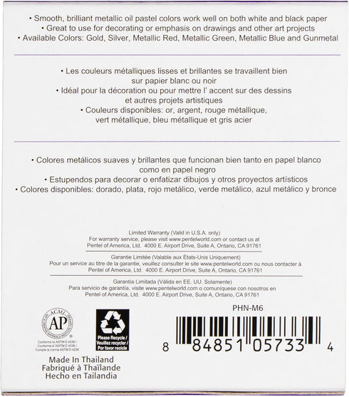 PENTEL ARTS METALLIC OIL PASTELS - 12 COLORS