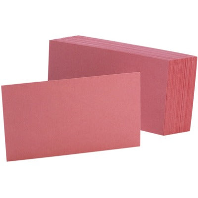 Oxford Colored Blank Index Cards - 100 Sheets - Plain - 3" x 5" - Cherry Paper