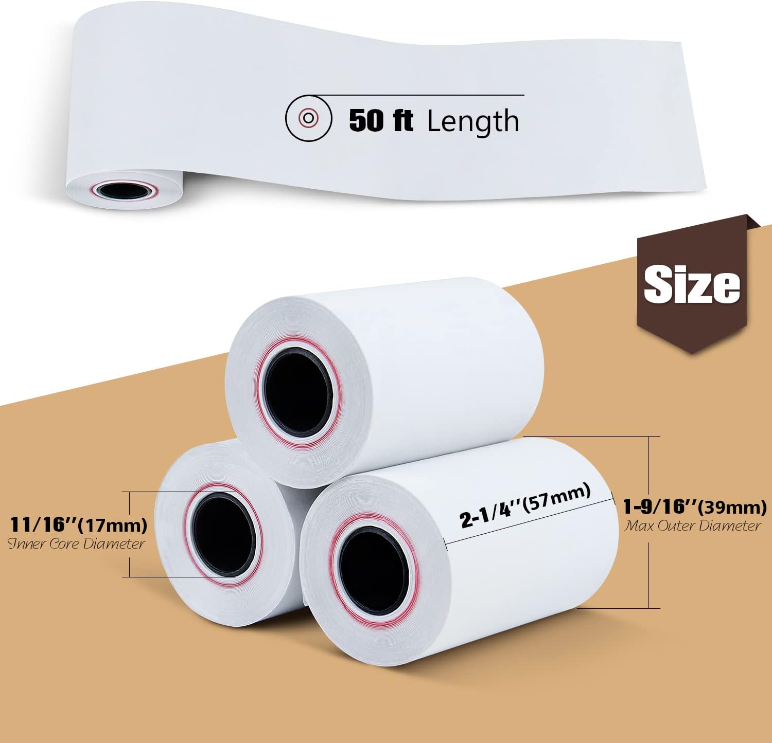 TK Thermal King, 2 1/4" x 50' Thermal Paper, 50 Rolls 020-156_1
