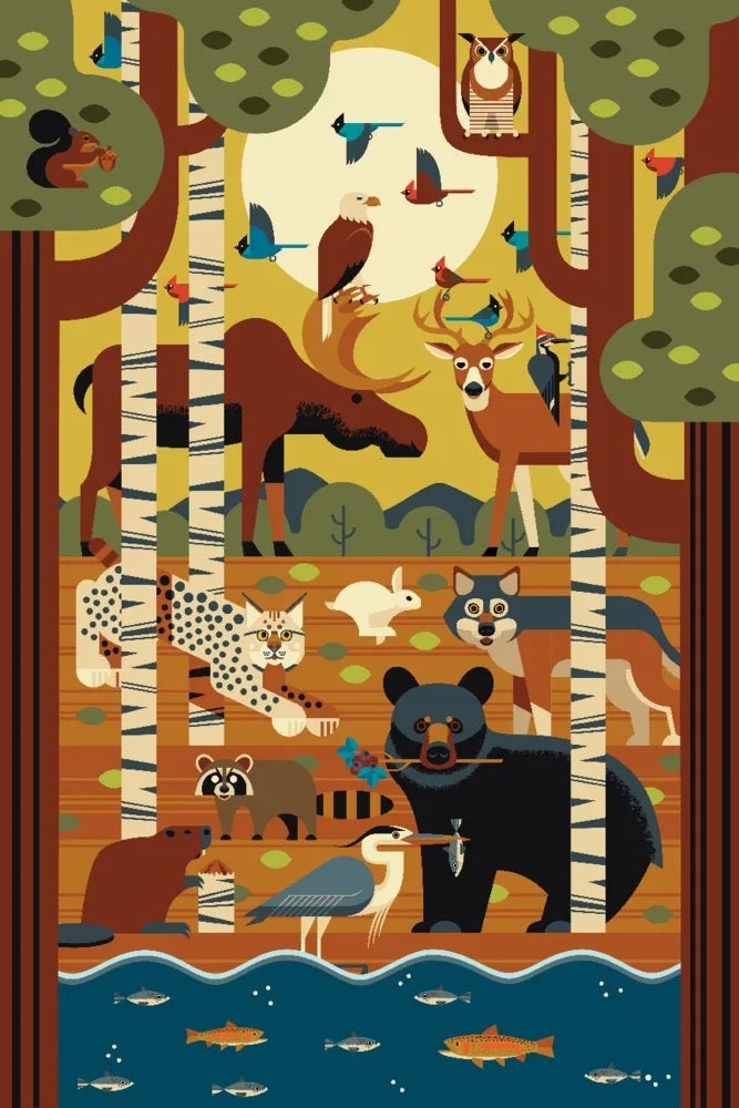 Forest Animals Geometric 1000 Piece Jigsaw Puzzle - Lantern Press 20 0744252453893