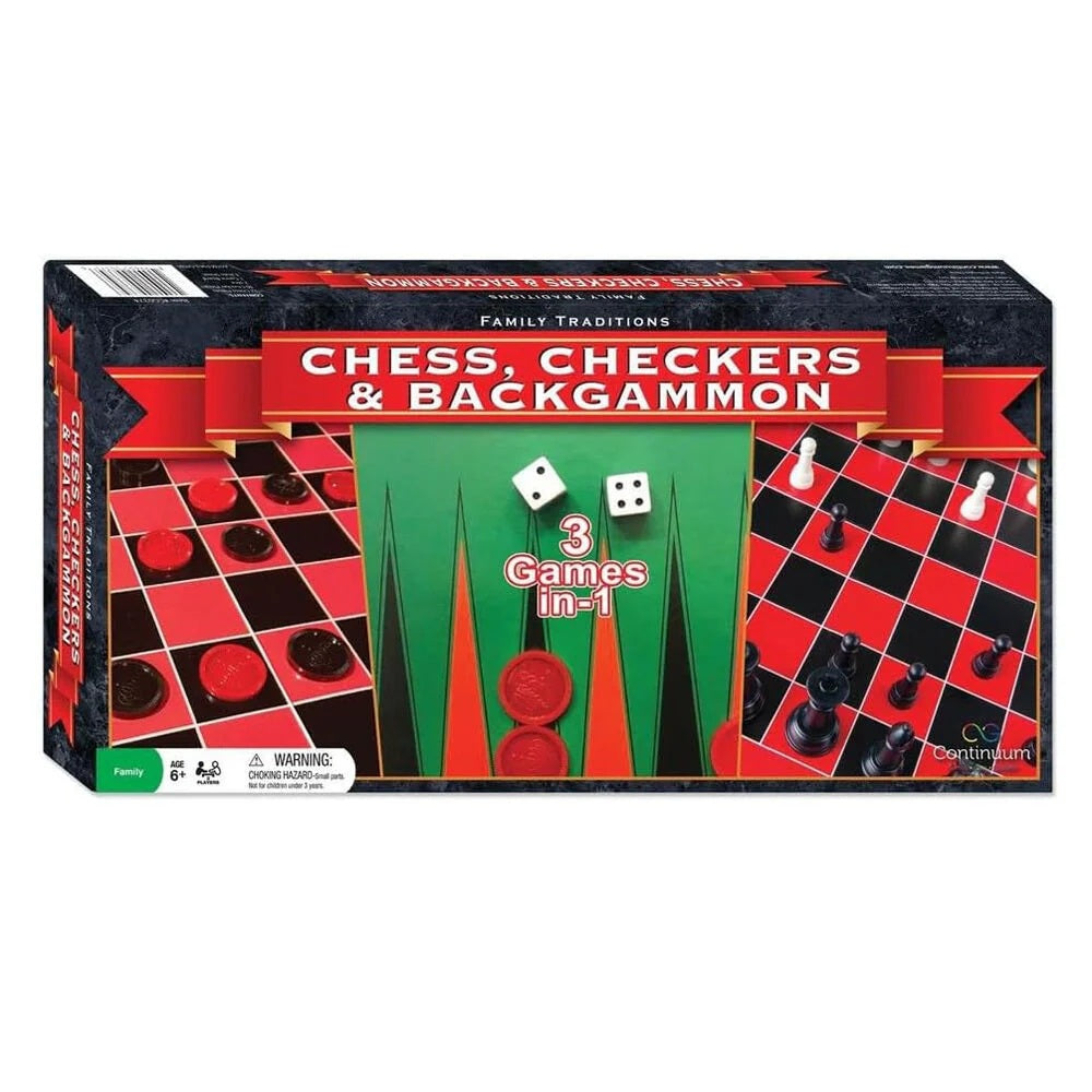 Family Traditions Checkers, Chess, And Backgammon - Continuum Games 80 0899600003746