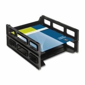 Letter Tray,Front Load,Stackable Black 110-813