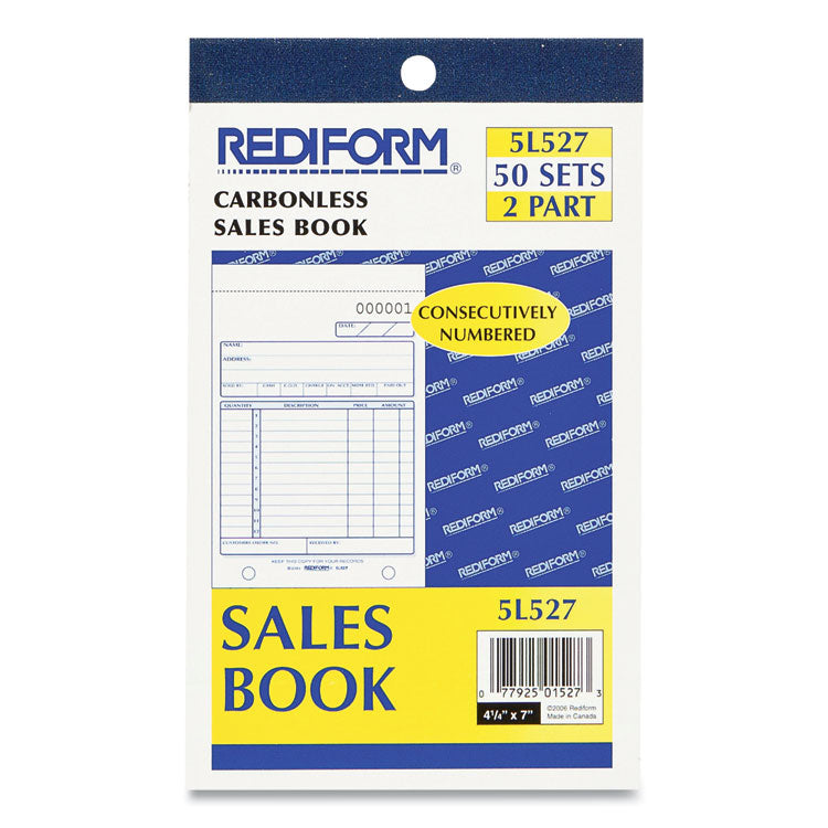 Rediform 4-1/4 In. W X 6-3/8 In. L Sales Book 50 Sheet 122-348