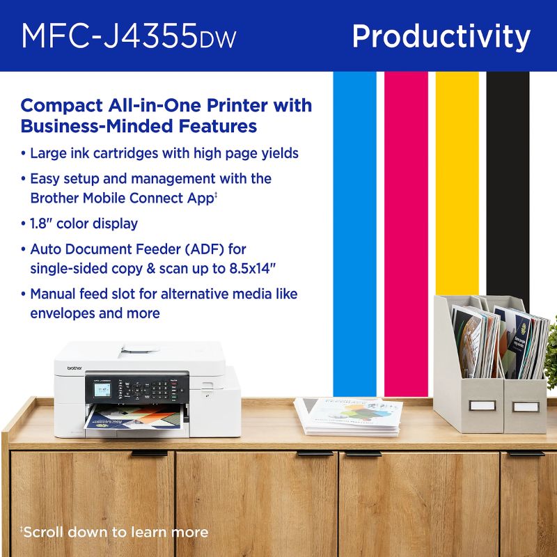 Brother Inkvestment Mfc-J4355Dw Wireless Color Inkjet Printer 40 132-374_4