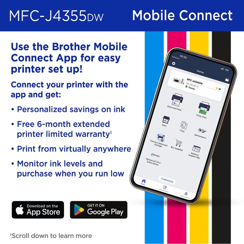 Brother Inkvestment Mfc-J4355Dw Wireless Color Inkjet Printer 40 132-374_5