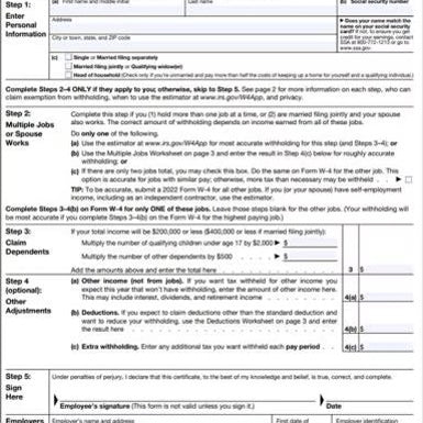 W-4 Form Each 150563