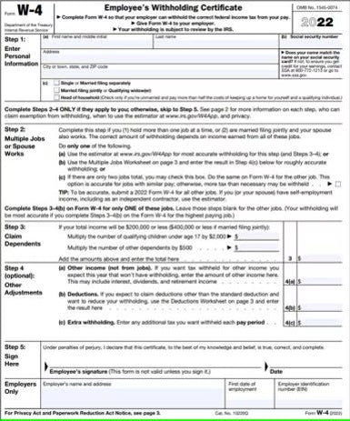 W-4 Form Each 150563