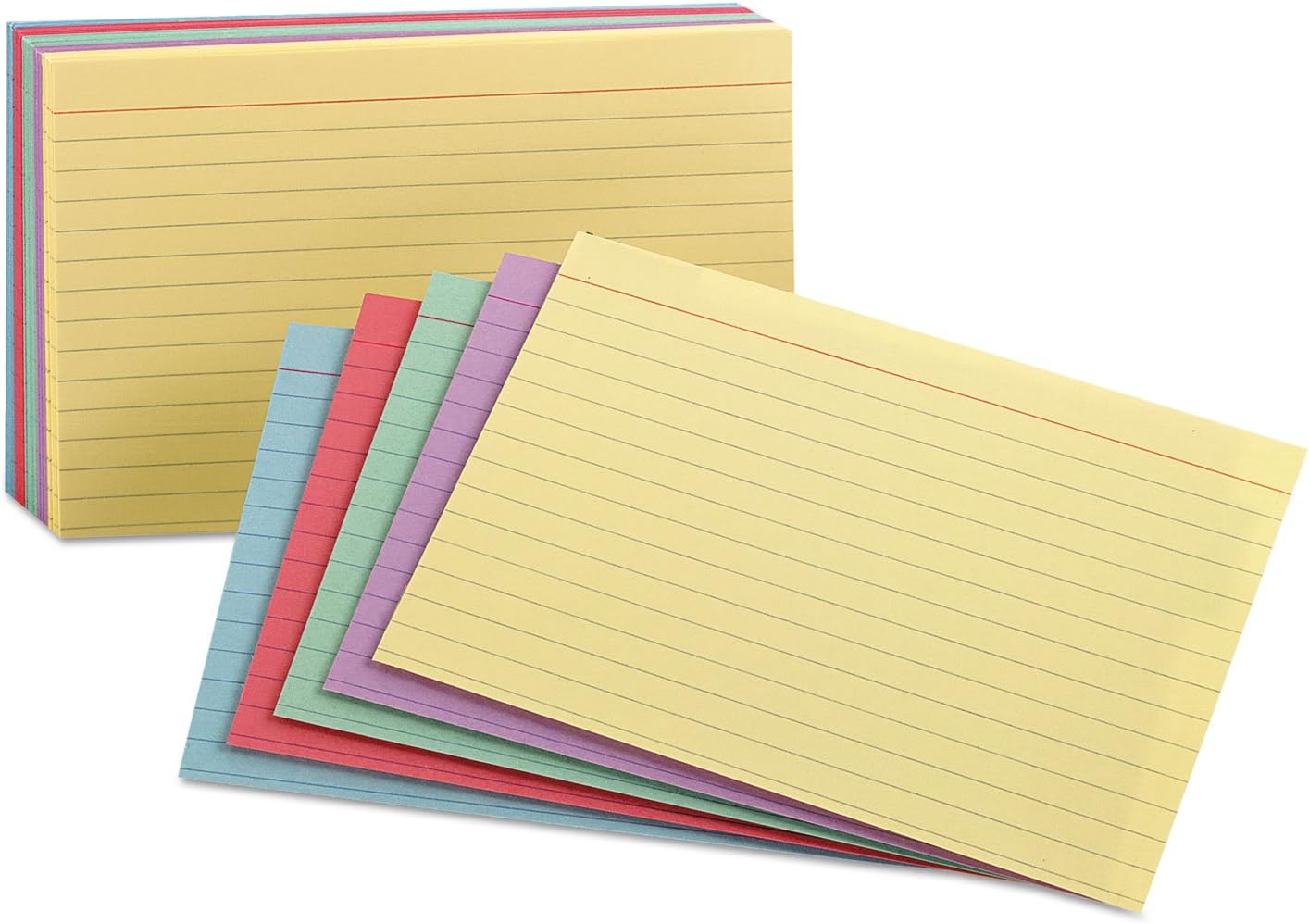 Oxford 4Oxford 40280 Ruled Index Cards, 3 X 5, Blue/Violet/Canary/Green/Cherry, 151-228