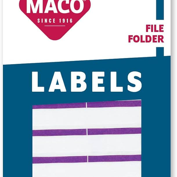 Maco Purple File Folder Labels, 9/16 X 3-7/16 Inches, 248 Per Box 152454