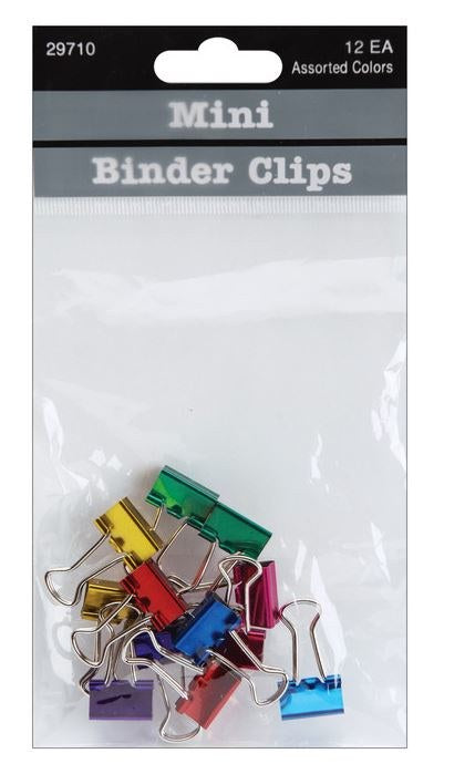 Mini Binder Clips 1/2 Inch 12/Pkg-Assorted Colors 152855