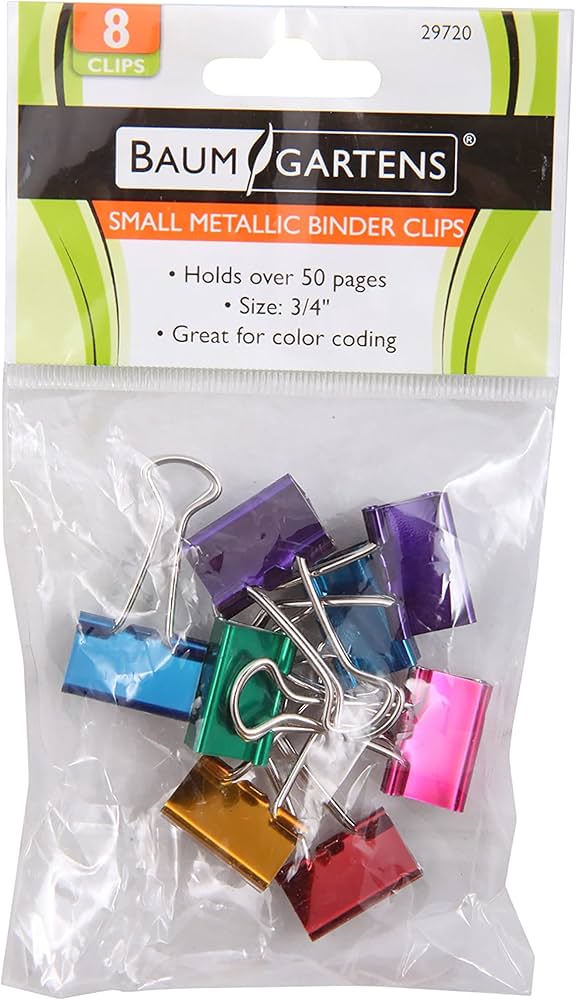 Small Binder Clips 3/4 Inch 8/Pkg-Assorted 152857