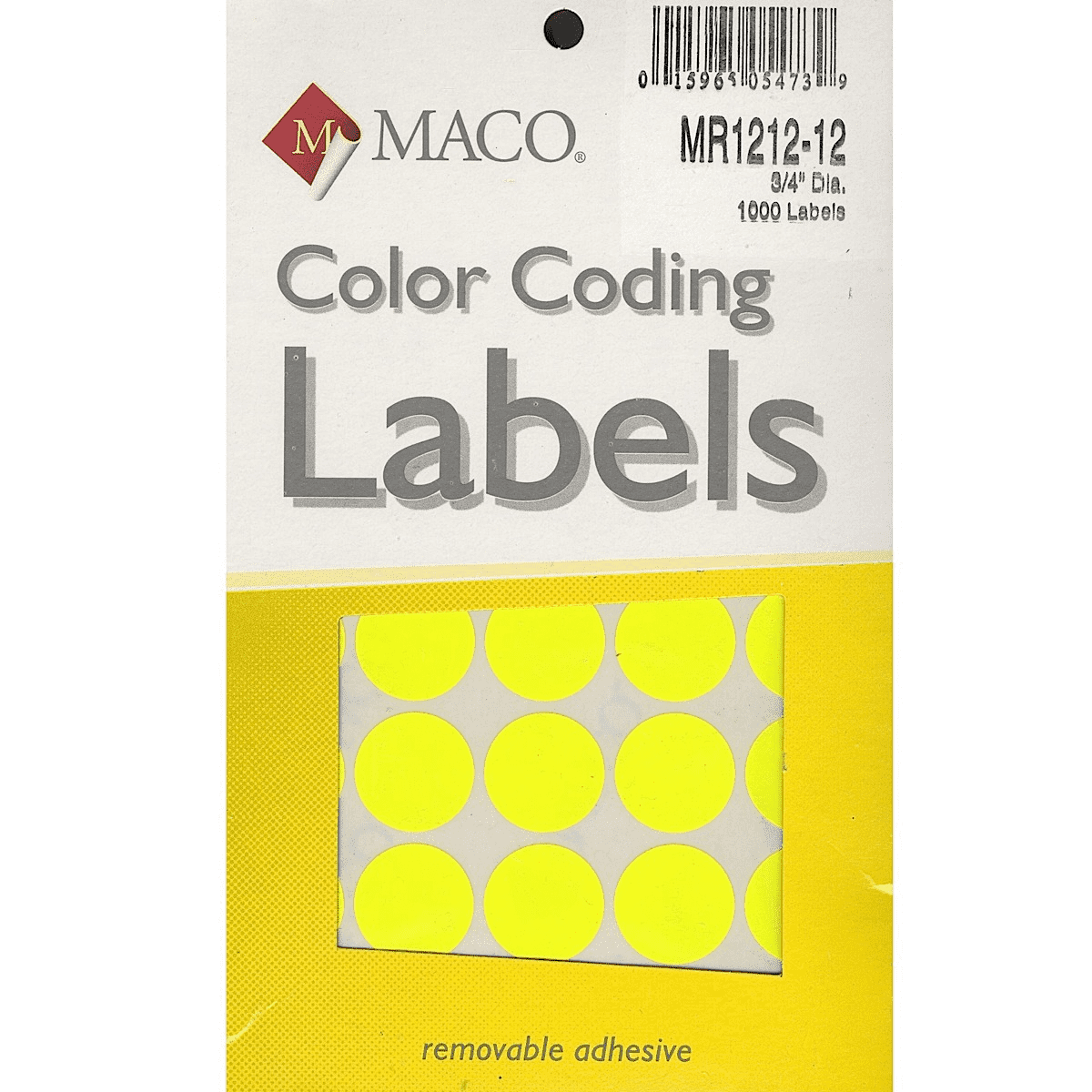 Label M Yellow Glow Labels Round Maco 153689