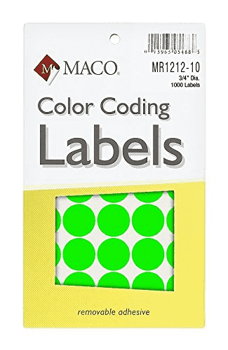 Label M Green Glow Coding Labels Round Maco 153692