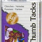 Charles Leonard Thumb Tacks In Reusable Box, Vinyl Coated, 100-Pack, Assorted 154182