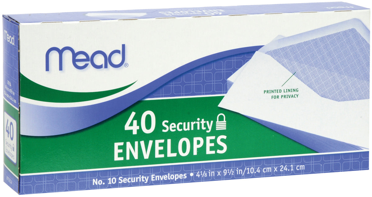 9.5" X 4 1/8" #10 SECURITY ENVELOPES MEAD - 40PC (BOX) Jerrol's Supplies
