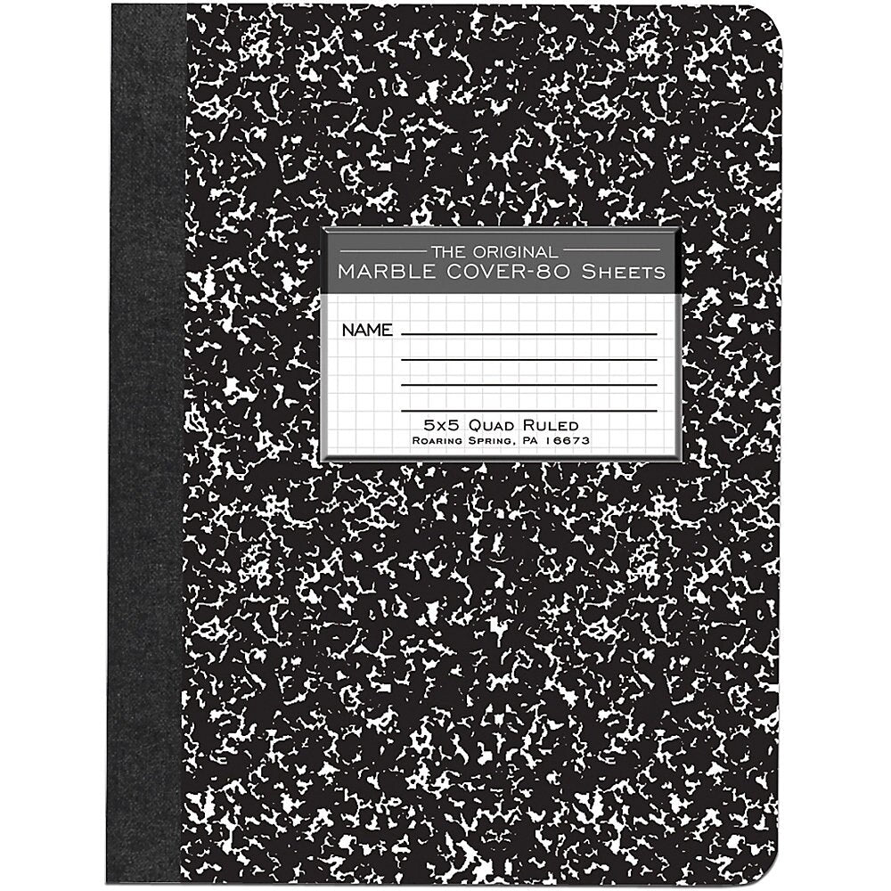 Nb Black Marble 9.75X7.5" Quad Rule Graph Composition Notebook 155330_c1247e12-f1a1-4423-b48c-cbff7d55d4bb