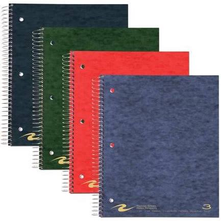 NB 3 SUB #11384 NOTEBOOK ASSORTED COLORS SPIRAL PAPER Jerrol's Supplies
