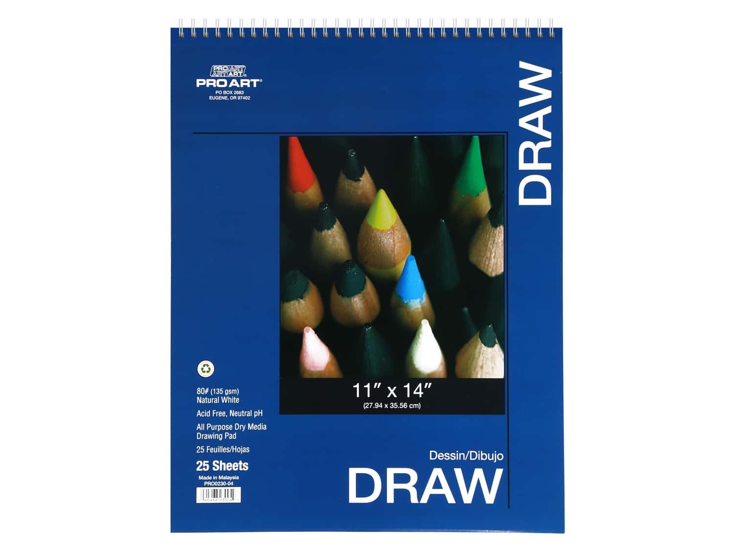 Pro Art Drawing Paper Pad 11 In. X 14 In. 80 Lb Wire Bound 25 Pc 159227