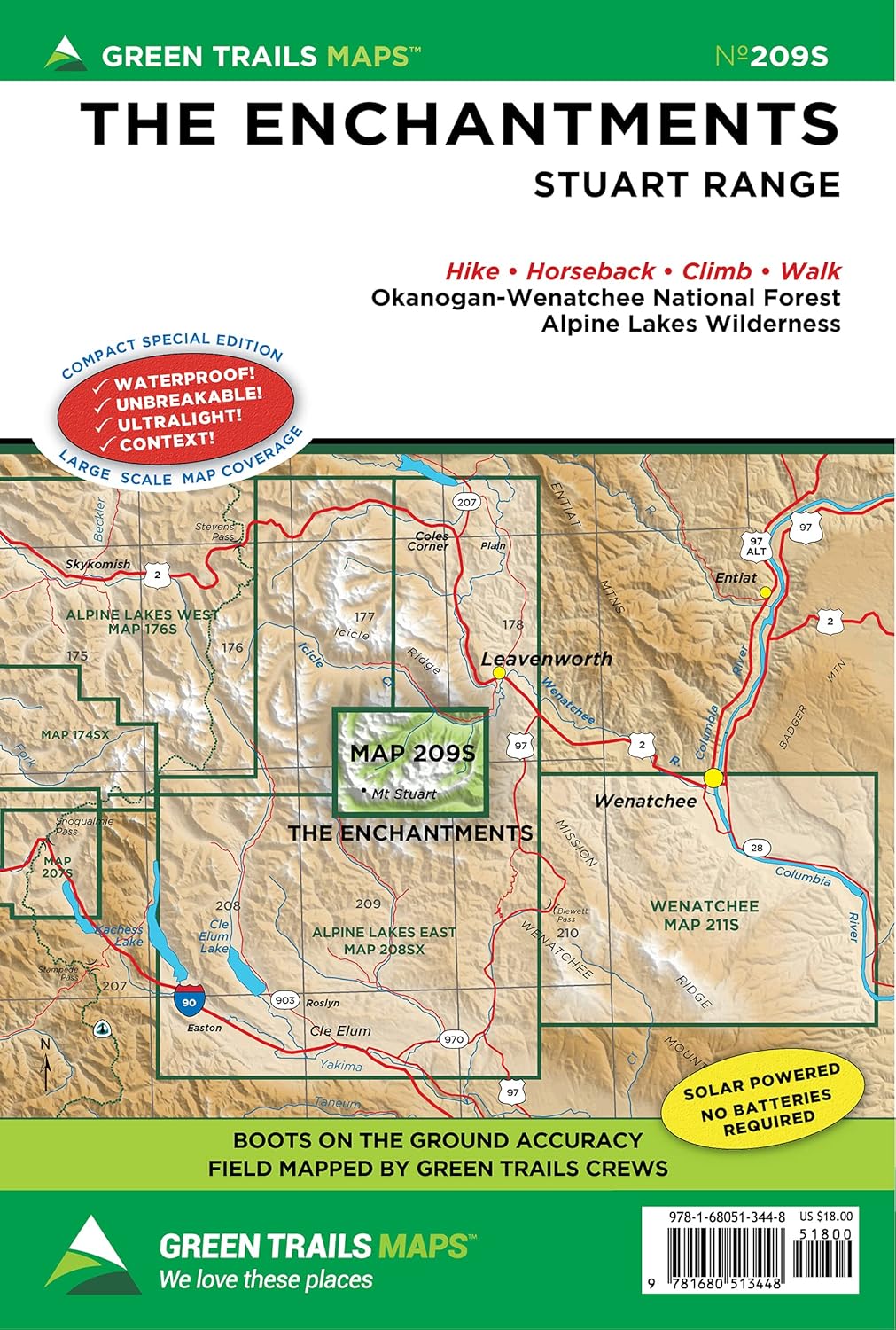 Gt Enchantments, Wa 209S Green Trails Map 159280_33587270-2416-4f5b-bc03-f3ec42601bc5