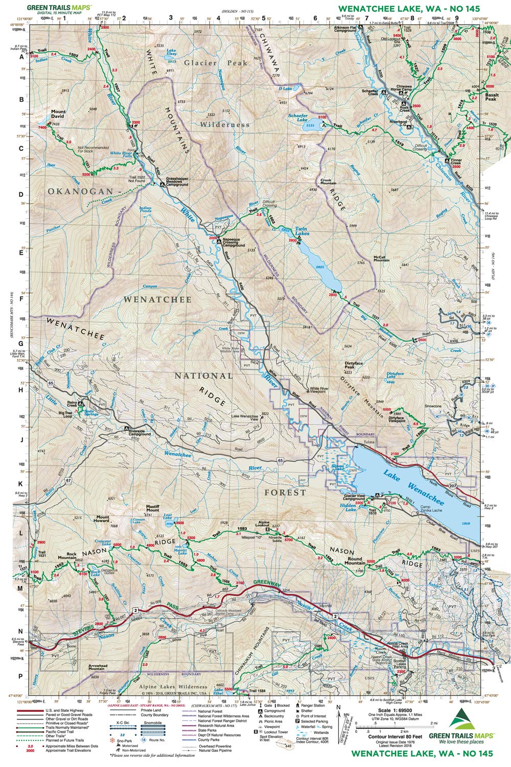 Gt Wenatchee Lake, Wa 145 Green Trails Map 159447_79836993-dac4-47bc-9b6d-31074fbd2122