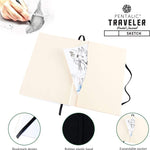 Pentalic 6" X 8" Pocket Sketchbook Traveler Journal, 160 Pages, Black 160285_3
