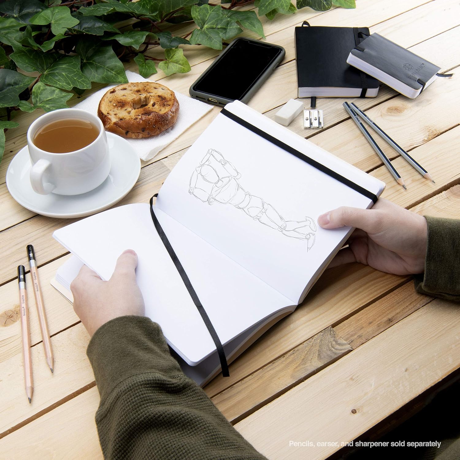 Pentalic 6" X 8" Pocket Sketchbook Traveler Journal, 160 Pages, Black 160285_5