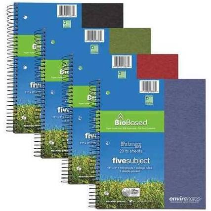 NB 5 SUBJECT RECYCLED NOTEBOOK #13367 ASSORTED COLORS SPIRAL Jerrol's Supplies