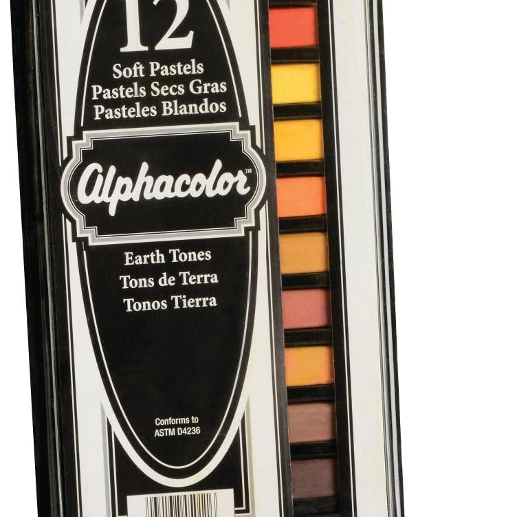 Derwent Alphacolor Soft Square Pastels, Earth Tones, 12 Pastels Per Set 162069_1