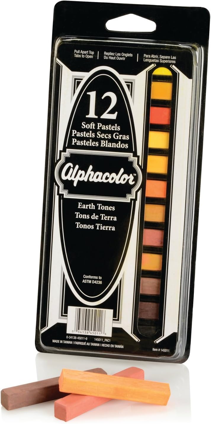 Derwent Alphacolor Soft Square Pastels, Earth Tones, 12 Pastels Per Set 162069_2