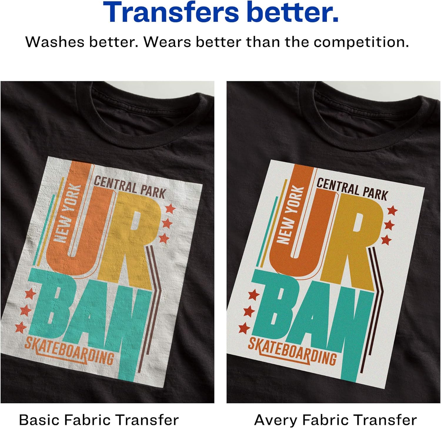 AVERY PRINTABLE T-SHIRT TRANSFERS, FOR USE ON DARK FABRICS, INKJET PRINTERS, 5CT 167121_1