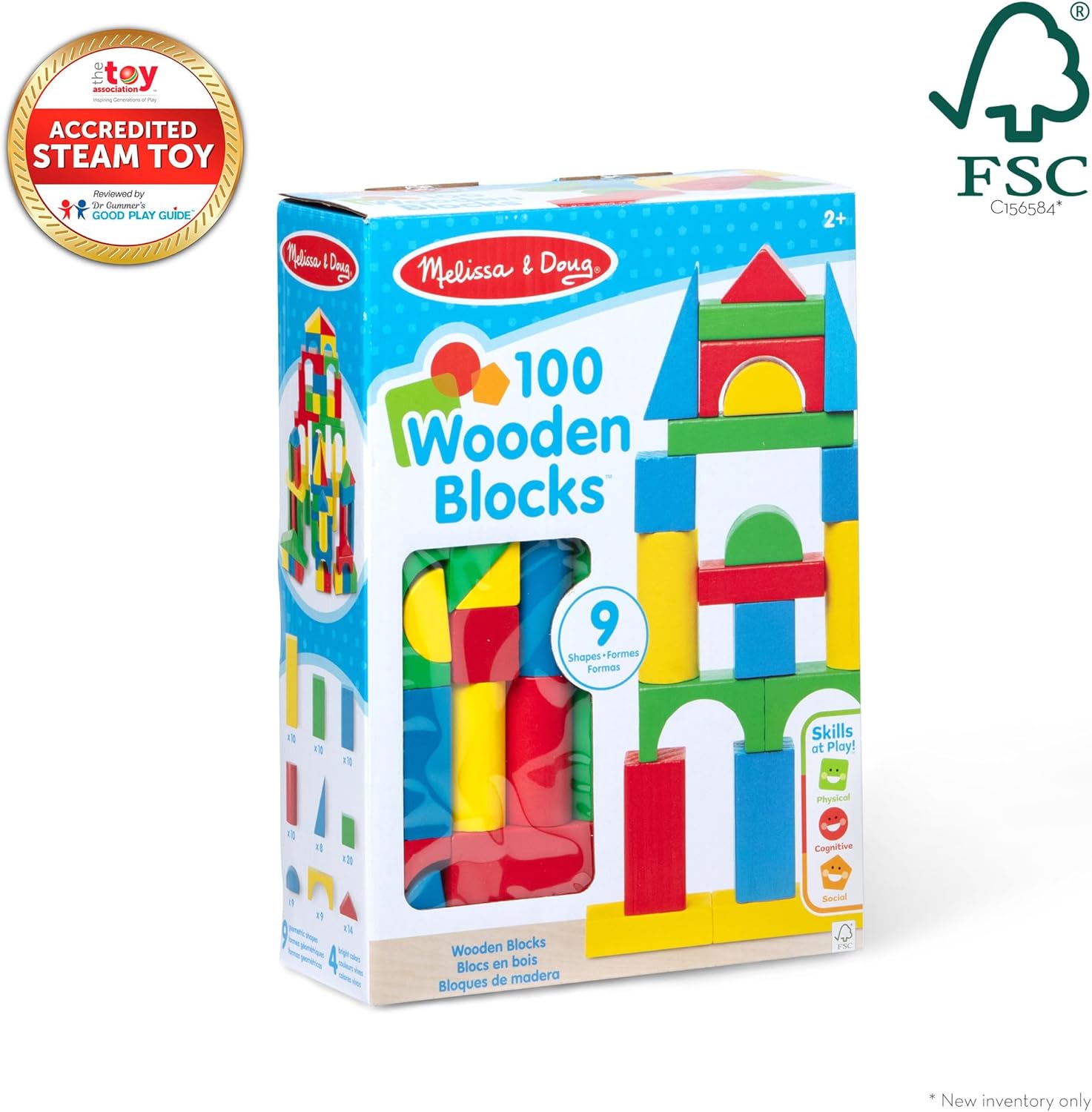 M&D 100 WOOD BLOCKS SET #481 MELISSA & DOUG (EE) Jerrol's Supplies