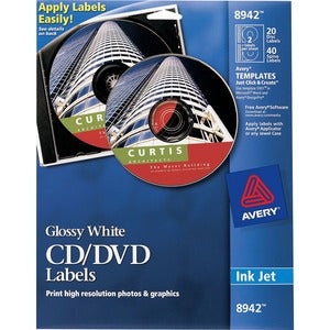 LABEL AVERY GLOSSY WHITE CD/DVD 168107_b537295f-c2b5-47ce-ad2f-d0dc8b4df57e