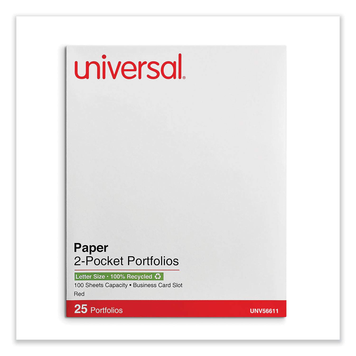 Universal Two-Pocket Portfolio Folder - Red 40 189-167