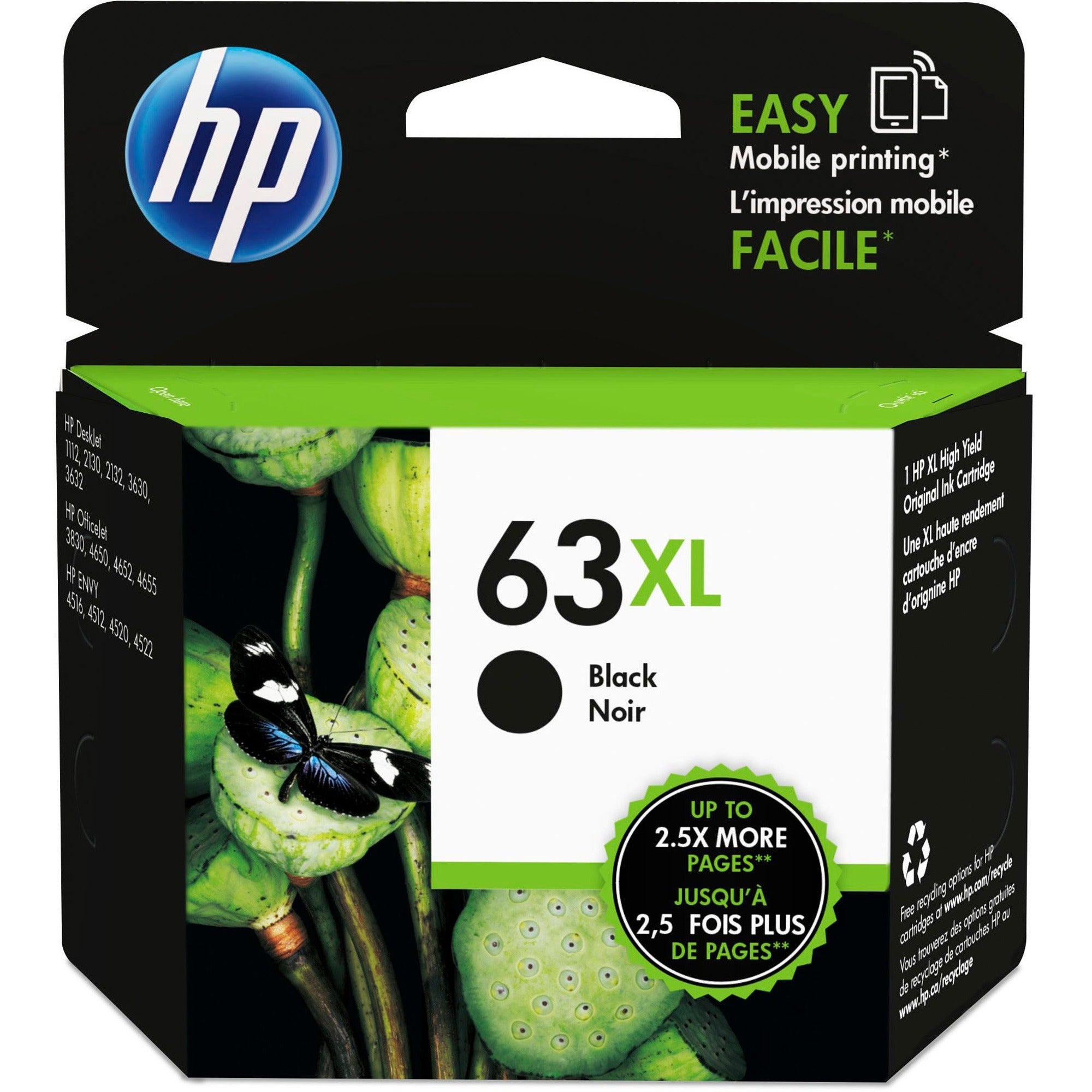 Hp 63Xl Original High Yield Inkjet Ink Cartridge - Black - 1 Each 203-565